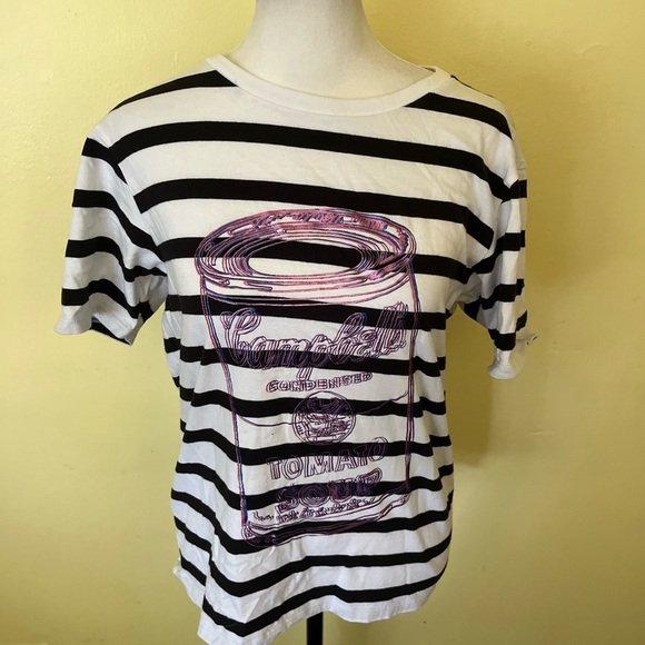 Uniqlo SPRZ NY Andy Warhol Black and White Striped Campbells Soup Tee Size Small - Picture 3 of 8